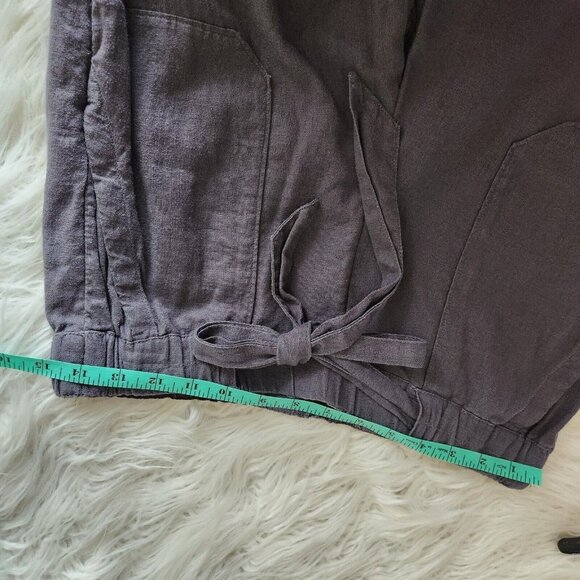 Caslon Linen Pants Womans Sz Small Pockets Pull On Drawstring Gray Wide Leg - Picture 6 of 14